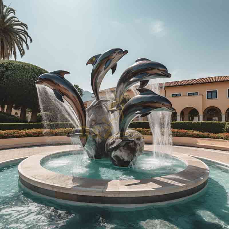 large outdoor dolphin statues