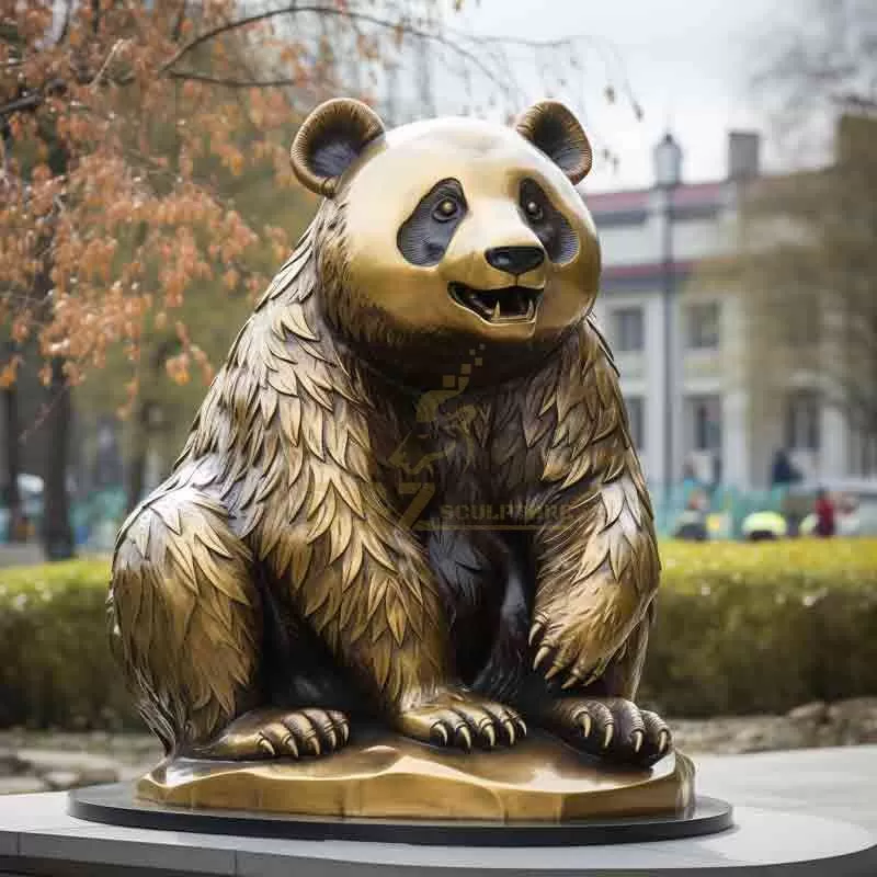 Outdoor panda bear garden statue