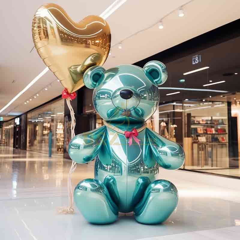 304 stainless steel large electroplated bear balloon sculpture