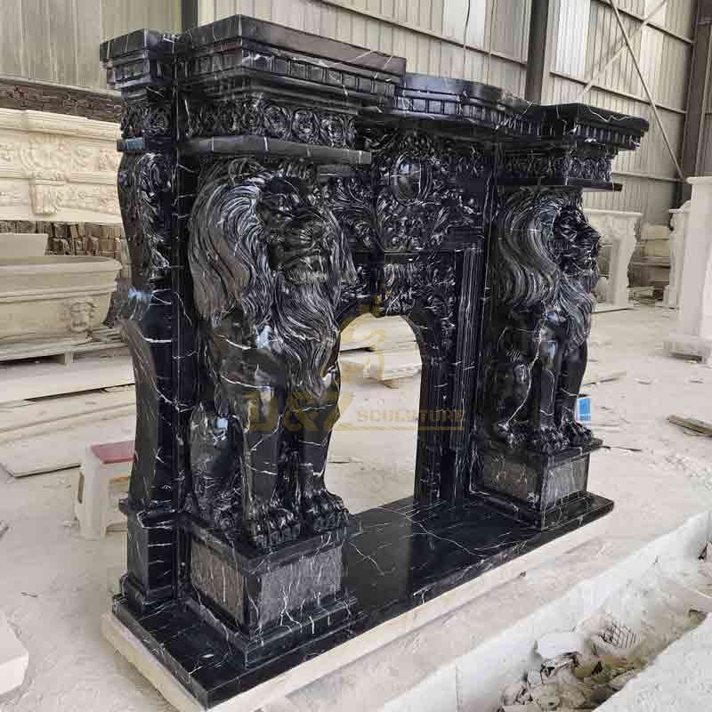 Nero Marquina marble fireplace frame mantel