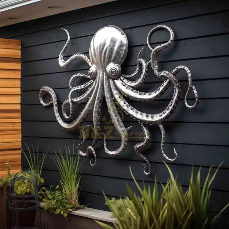 Silver metal large octopus wall sculpture for sale DZ-651