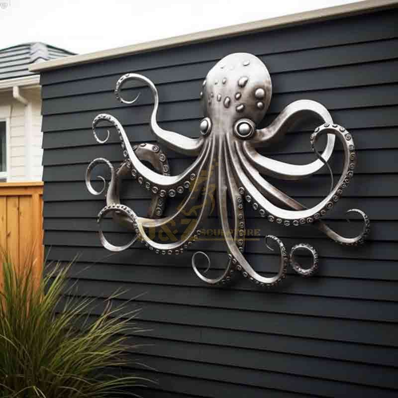 Silver metal large octopus wall sculpture for sale DZ-651