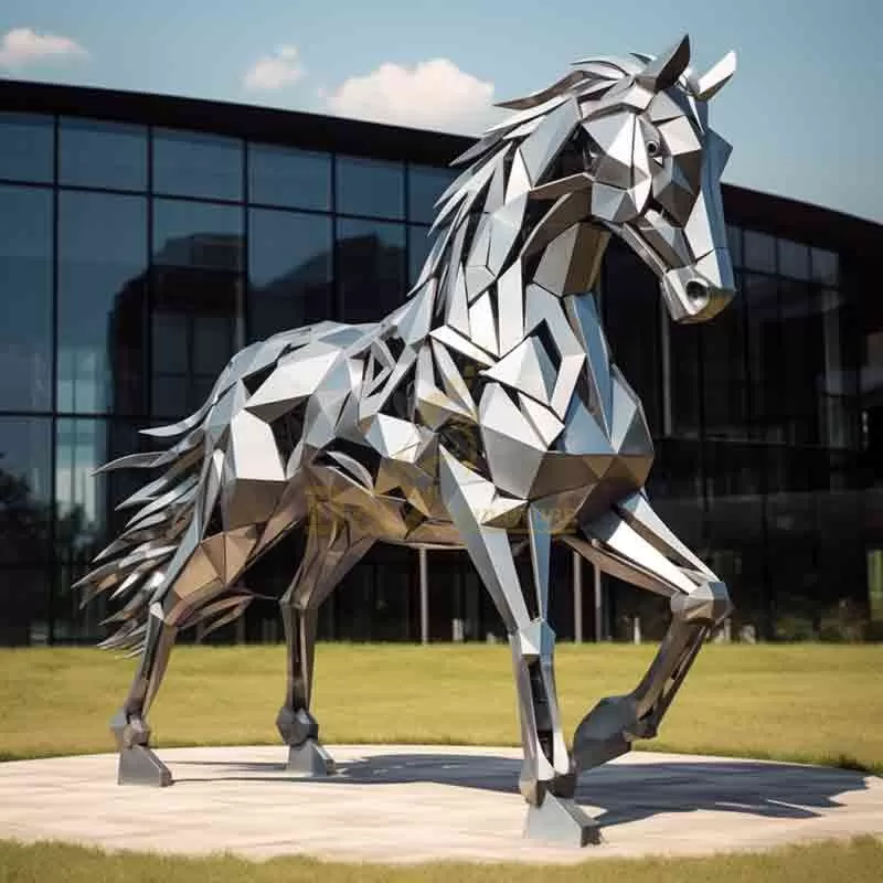 Large Stainless Steel Geometric Horse Sculpture for Sale DZ-654