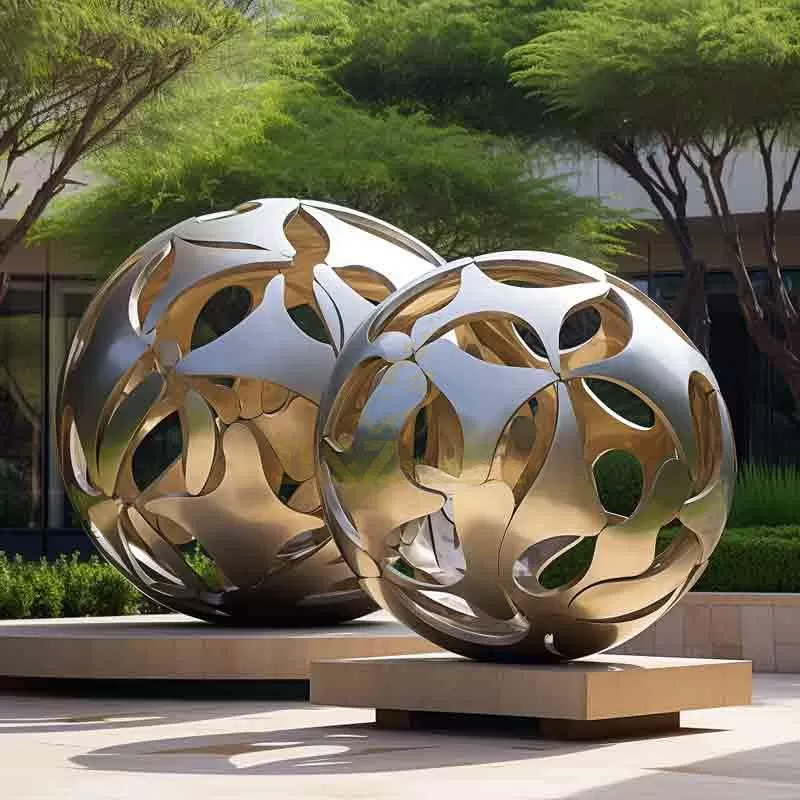 Hollow stainless steel sphere sculpture for garden decor DZ-657