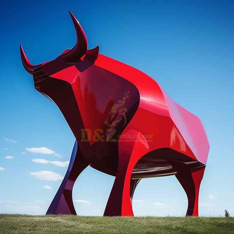 Large Red Abstract Bull Sculpture for Sale DZ-660