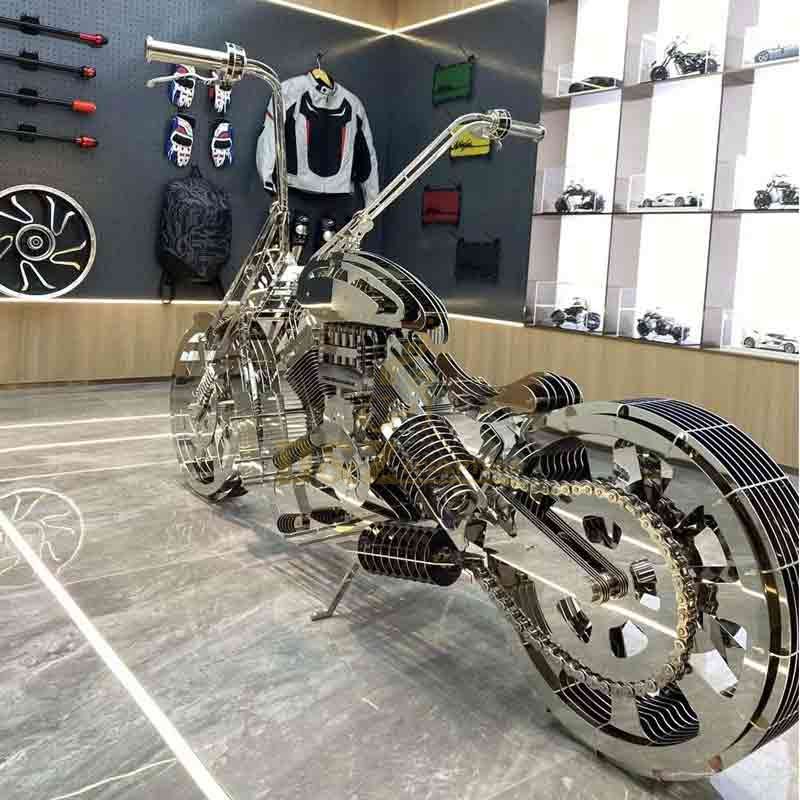 Multi-layer metal motorcycle sculpture