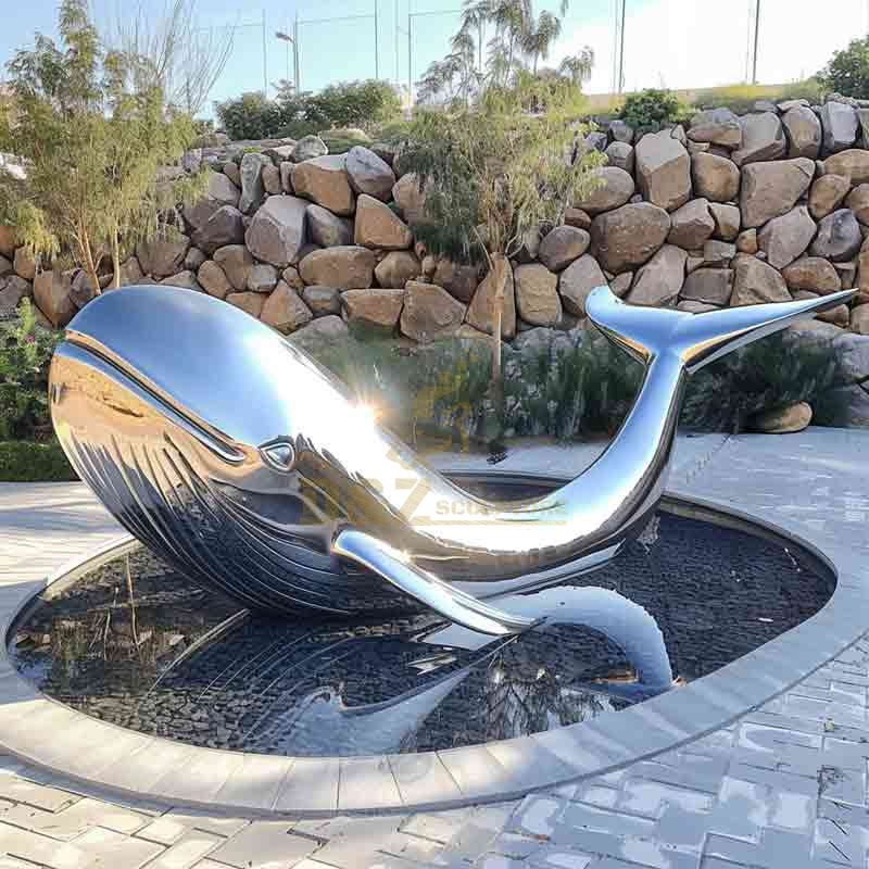 outdoor large metal whale garden sculpture for sale