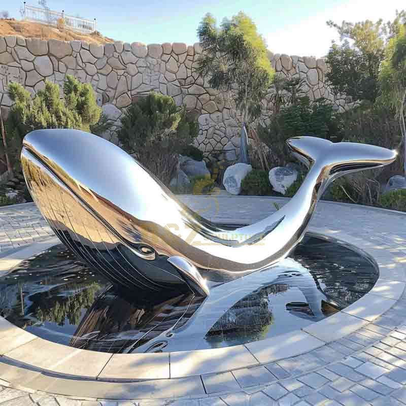 metal whale sculpture