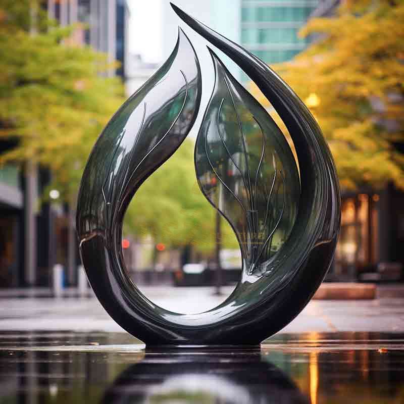 metal leaf water drop sculpture