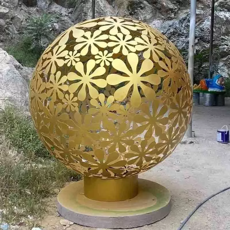 Outdoor Hollow Metal Garden Sphere Sculpture DZ-685