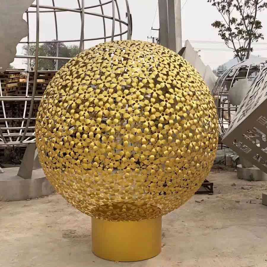 Hollow Flower Metal Garden Sphere Sculpture