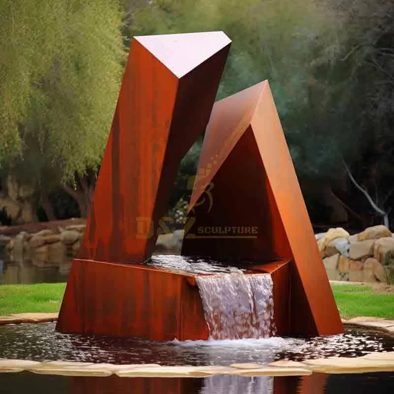 Outdoor Corten Steel Geometric Mountain Fountain DZ-690