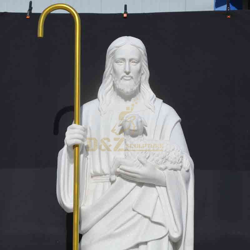 White marble Jesus with Goat statue for sale DZ-691