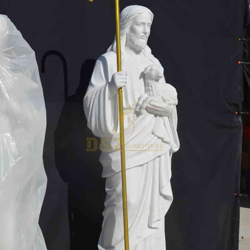 White marble Jesus with Goat statue for sale