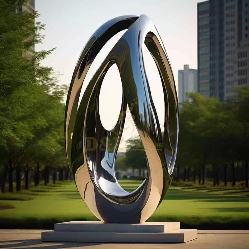 Modern Abstract Stainless Steel Egg Sculpture Park Decor DZ-692