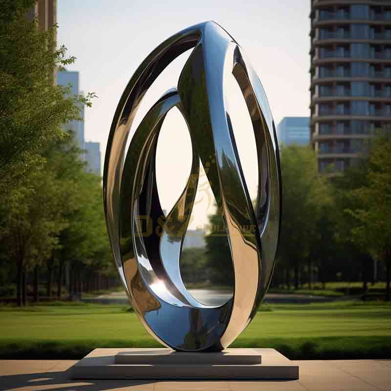 abstract stainless steel egg sculpture