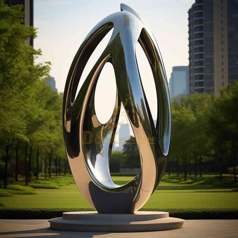 Modern Abstract Stainless Steel Egg Sculpture Park Decor DZ-692