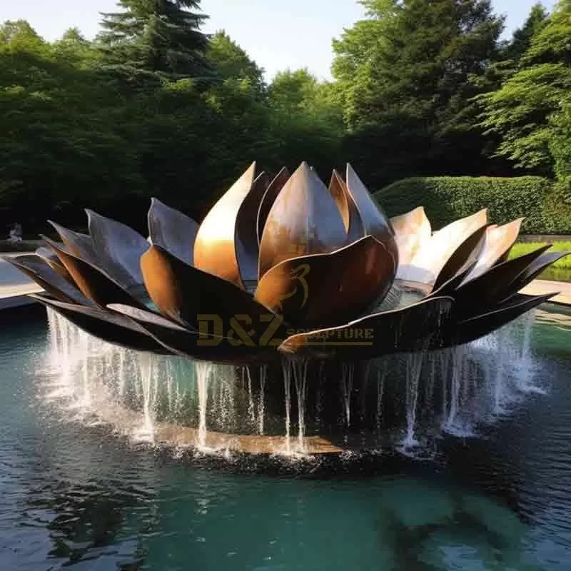 Large outdoor bronze lotus fountain sculpture DZ-695