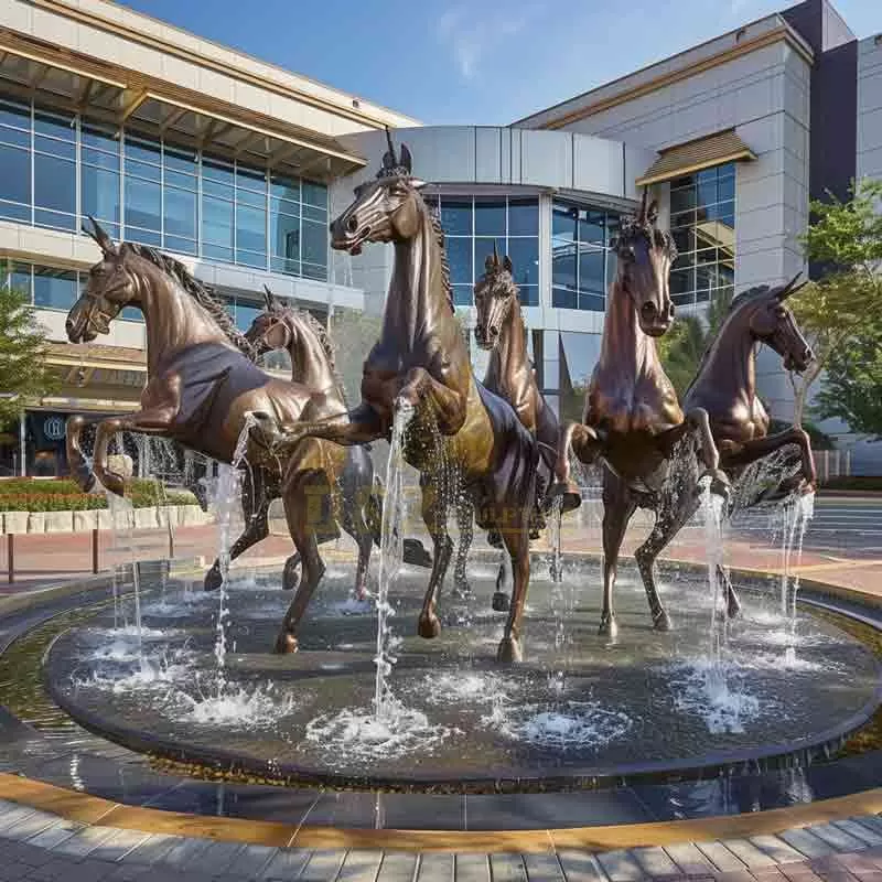 Bronze horse fountain sculpture standing on hind legs DZ-699