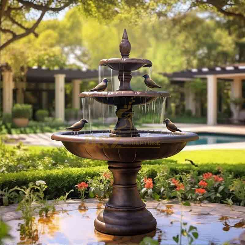 outdoor fountain bronze birdbath garden sculpture