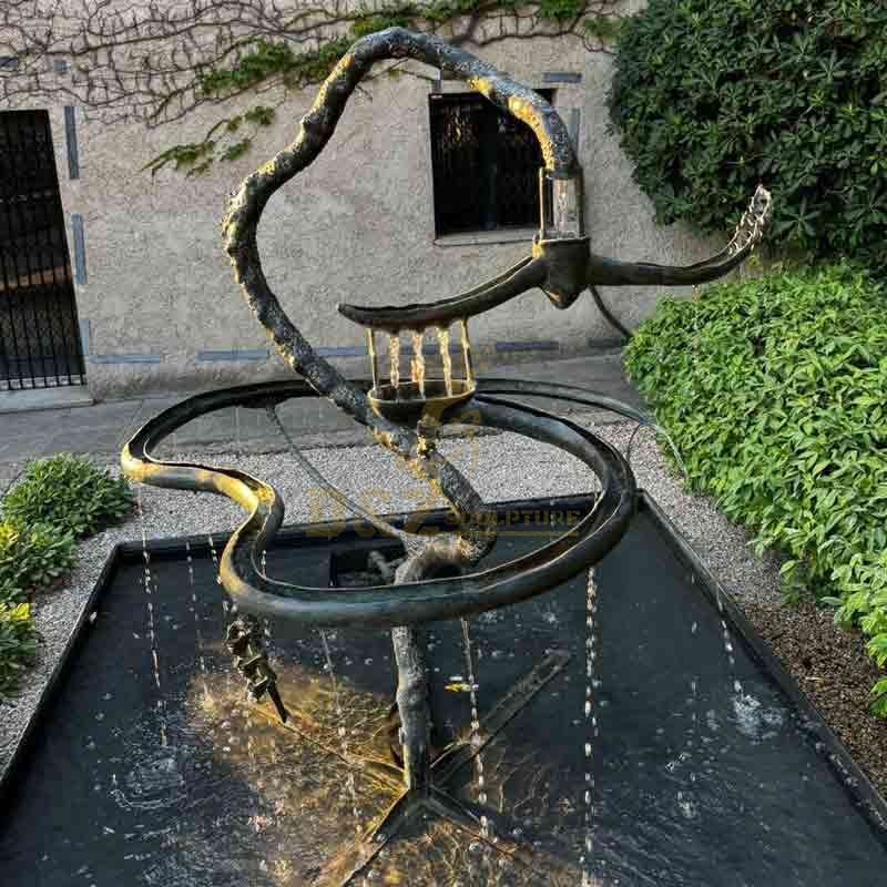 Installation effect drawing of outdoor tree bronze fountain sculpture