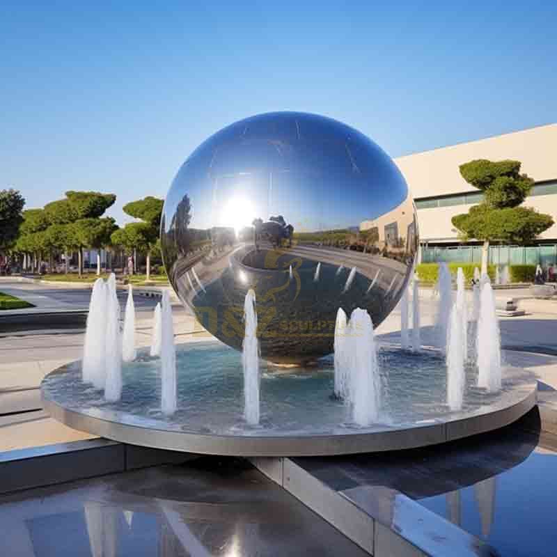 Stainless Steel Large Sphere Water Fountain Outdoor DZ-704