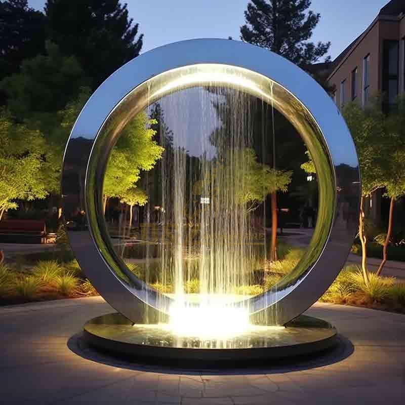 Stainless steel large outdoor circle fountain, rain curtain fountain