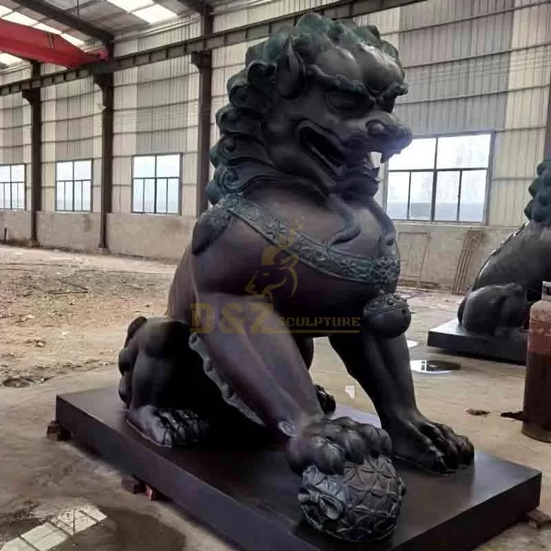 Crouching Large Bronze Lion Statue For Sale DZ-707