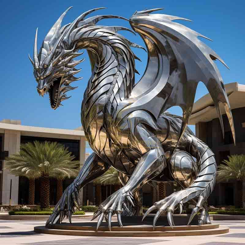 Large Outdoor Stainless Steel Dragon Sculpture Custom DZ-710