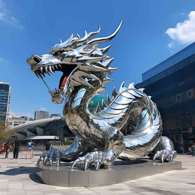 oriental dragon sculpture, stainless steel dragon sculpture