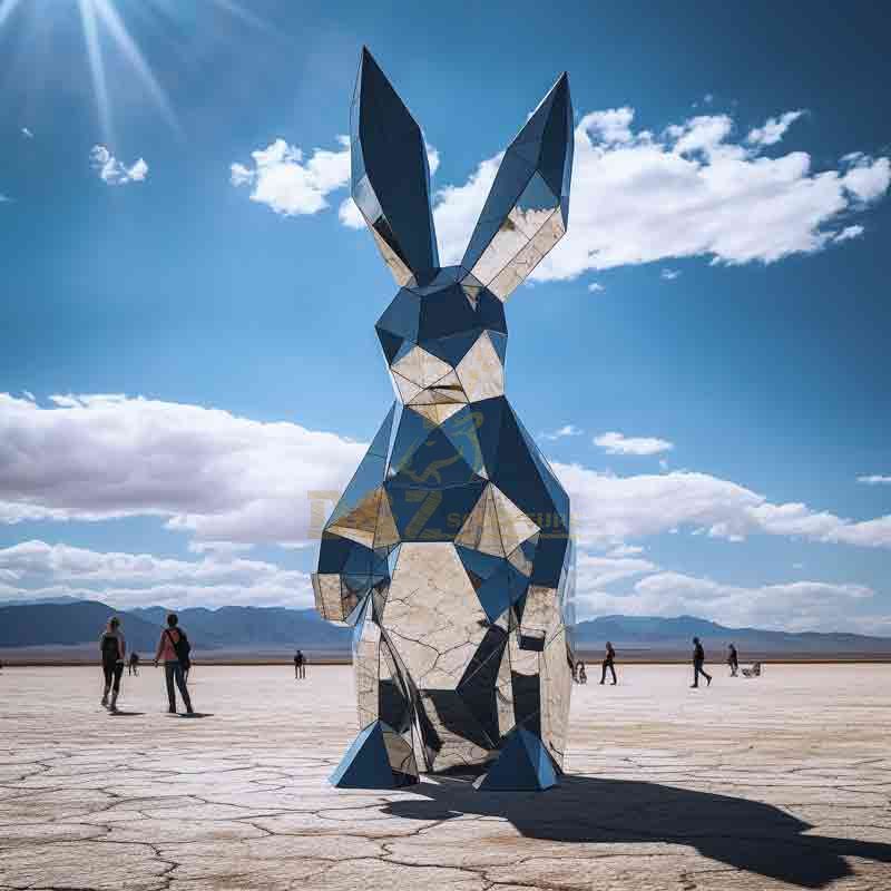 Modern Large Geometric Metal Rabbit Sculpture  DZ-715