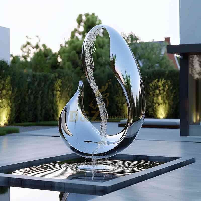 Courtyard abstract swan modern fountain sculpture