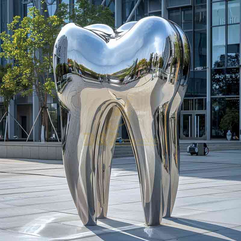 Mirror Stainless Steel Giant Tooth Sculpture Custom DZ-723