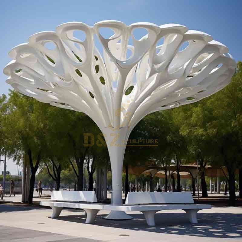 White Large Modern Light Metal Tree Sculpture DZ-727