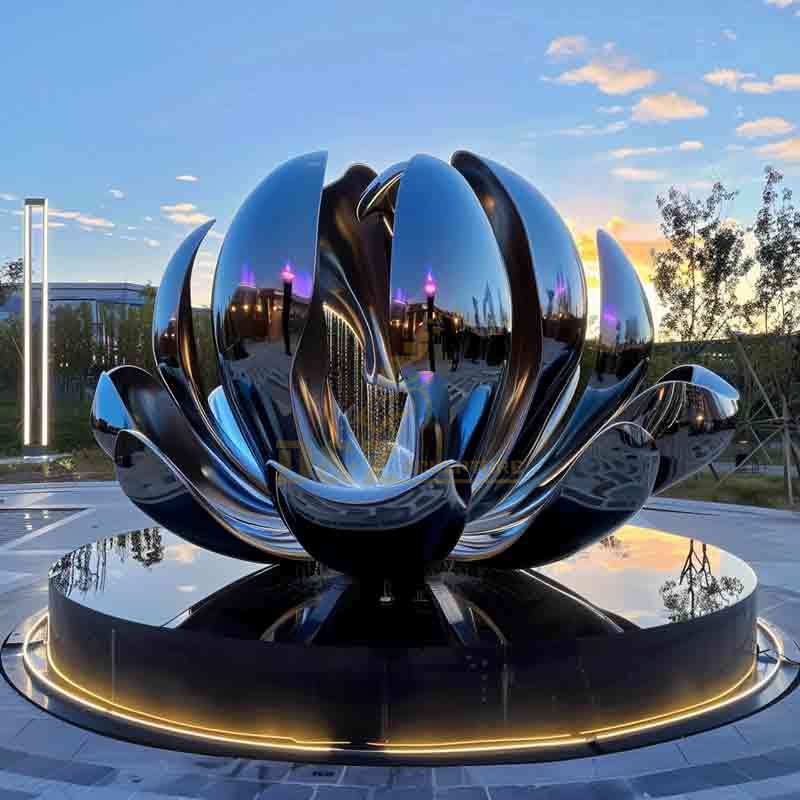 Large Outdoor Modern Metal Flower Fountain with Lights DZ-731