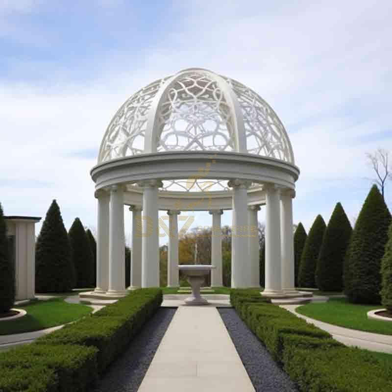 White marble gazebo outdoor garden marble glass gazebo