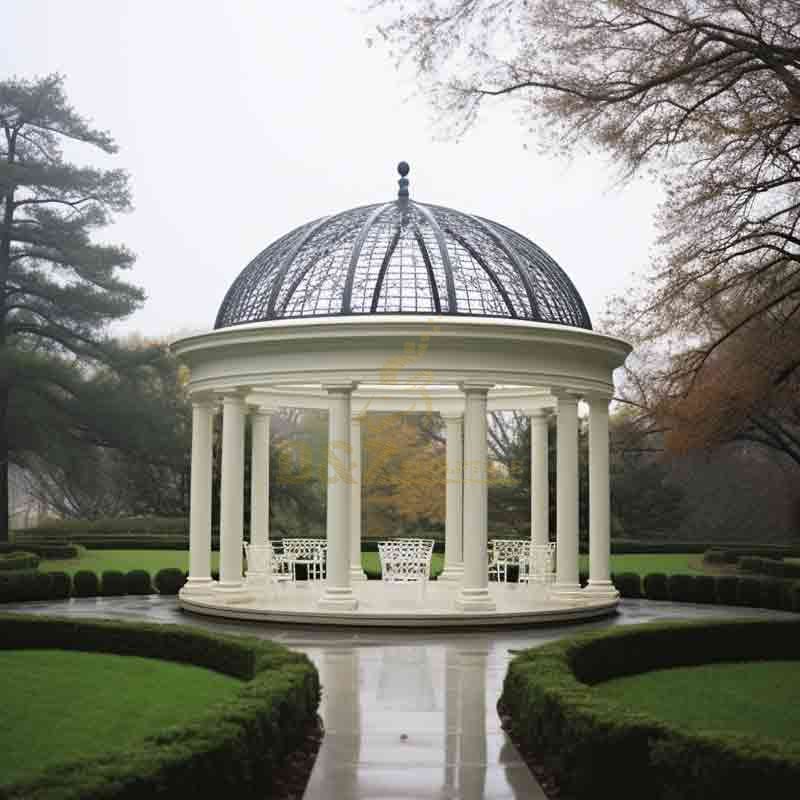 Modern marble metal gazebo outdoor garden