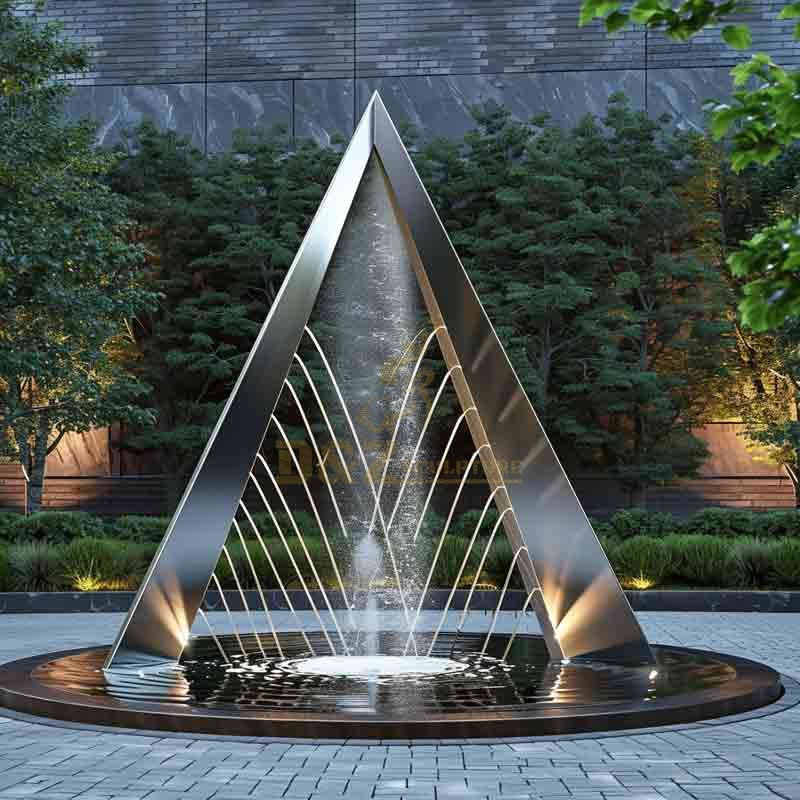 Modern Stainless Steel Triangle Fountain Sculpture DZ-740