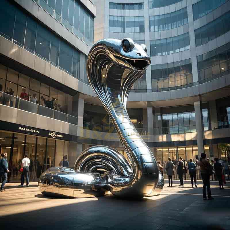 Giant Mirror Stainless Steel King Cobra Sculpture DZ-741