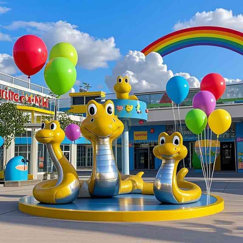 Cartoon Metal Snake Sculpture Amusement Park Decor DZ-744