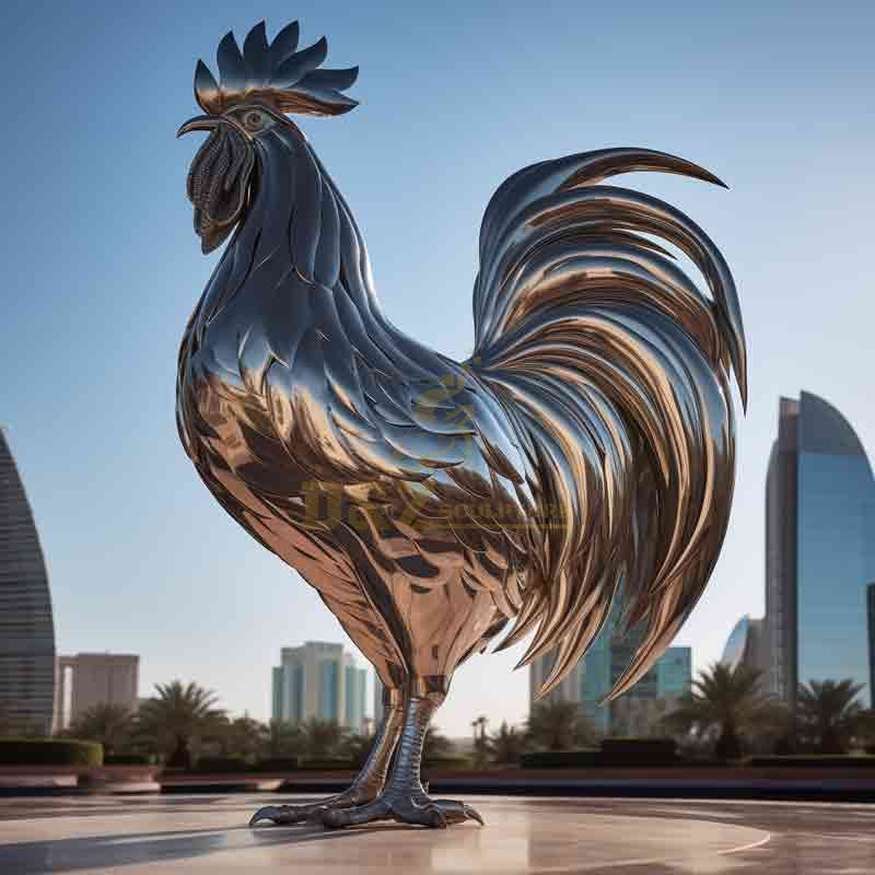 large metal rooster yard art