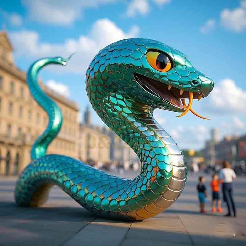 metal giant snake sculpture commercial area decoration