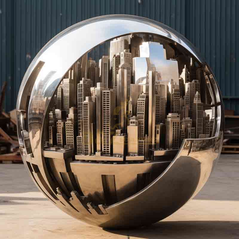 Modern Stainless Steel City Sphere Sculpture Landmark DZ-753