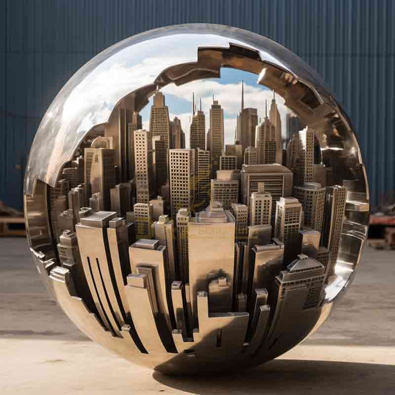 Modern Stainless Steel City Sphere Sculpture Landmark DZ-753