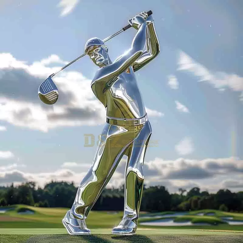 Large Metal Golfer Sculpture | Golf Lawn Decor DZ-767