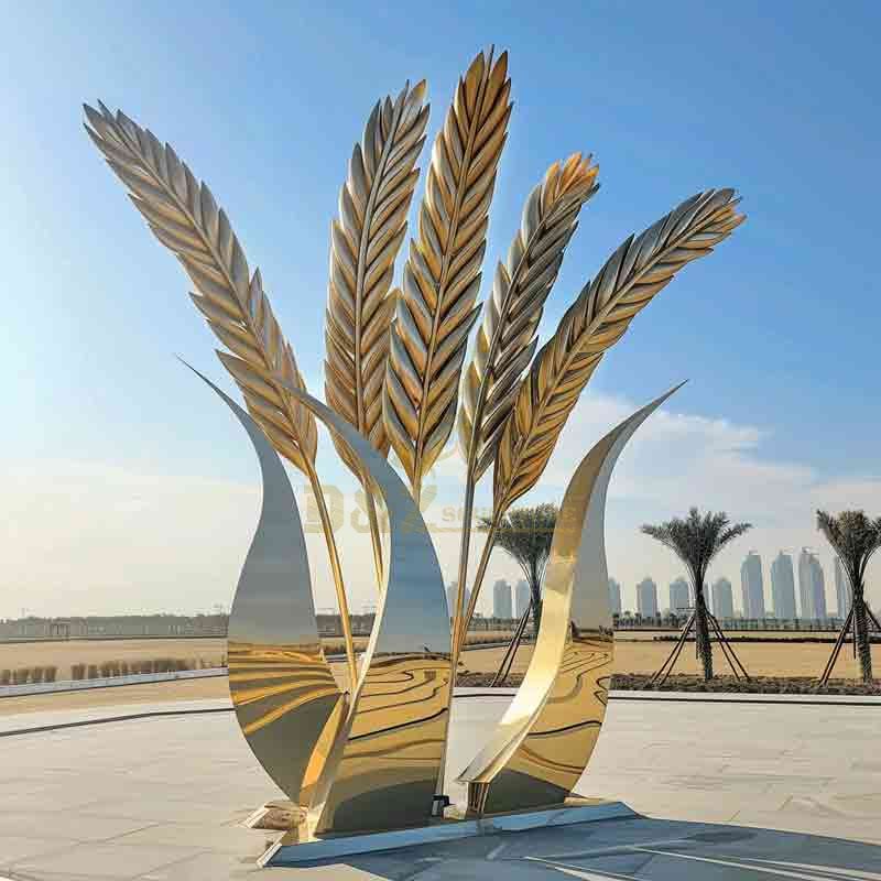 mirror stainless steel wheat sculpture