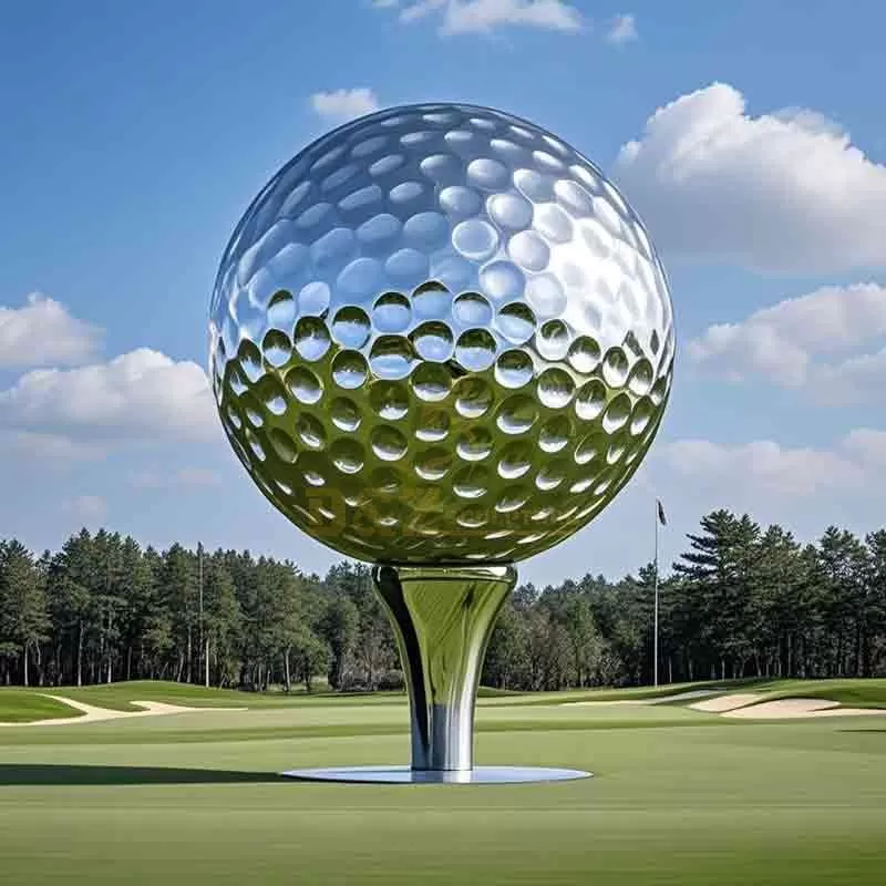 Large Metal Golf Ball Sculpture | Golf Lawn Decor DZ-771