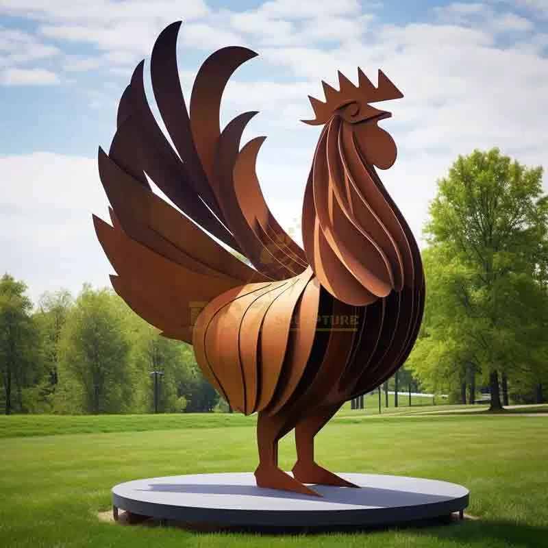 Large Corten Steel Rooster Sculpture | Park Art DZ-773