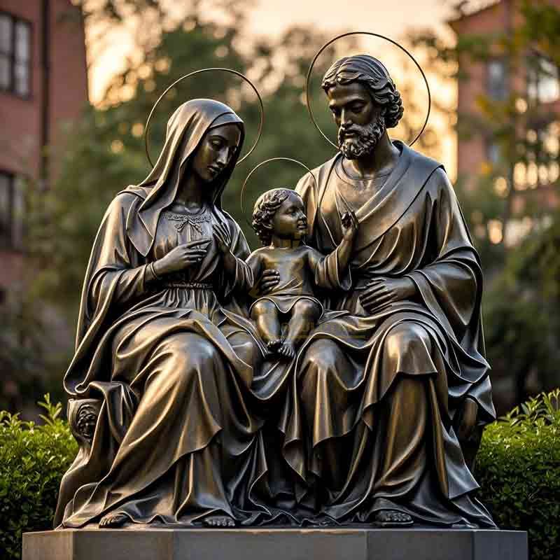 bronze holy family statue