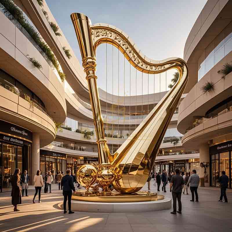 golden harp sculpture